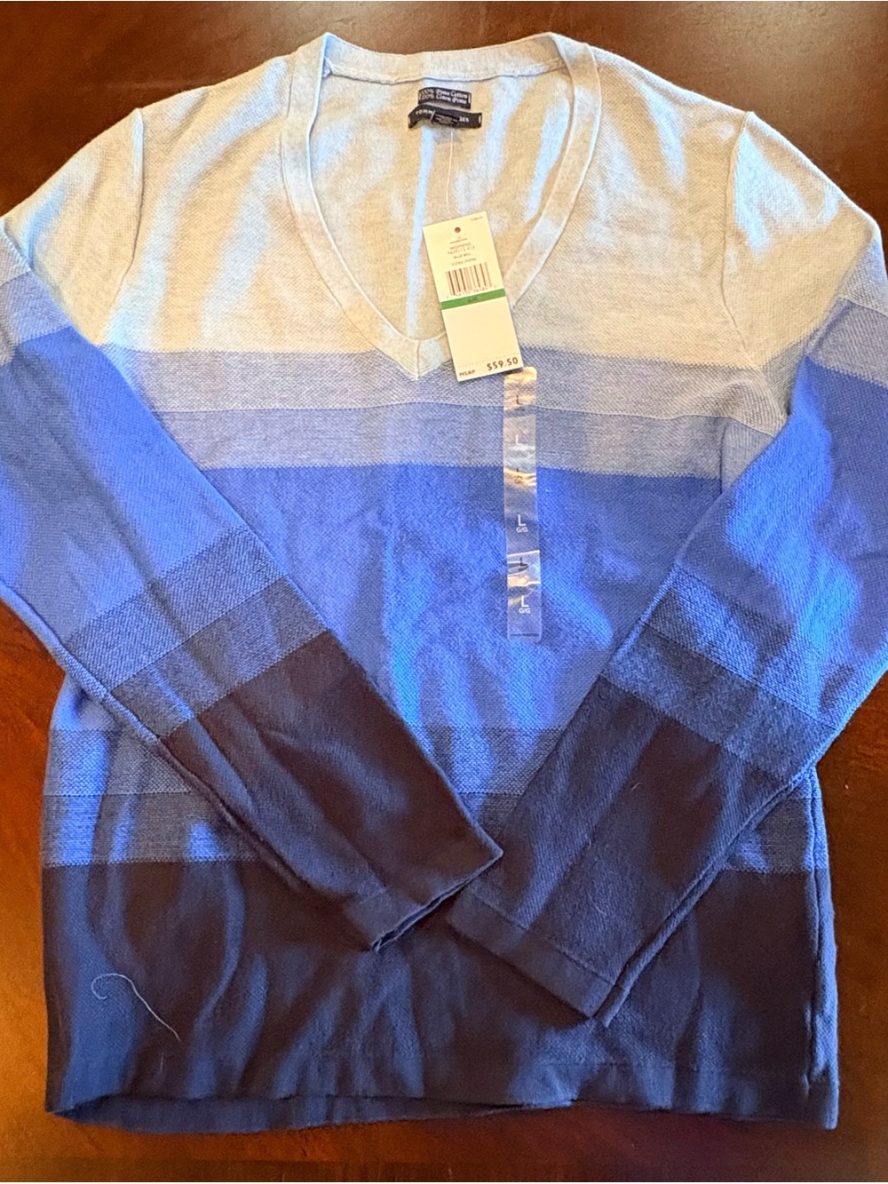 Tommy Hilfiger NWT Colorblock V-Neck Sweater Blue Gray L